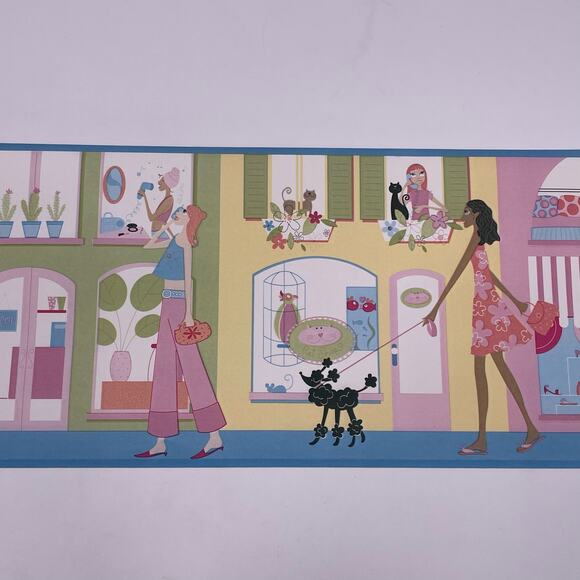 Chesapeake Wallpaper Border City Shopping 4 Rolls 20 Yards Total 8.5 inch Wide - Picture 2 of 5